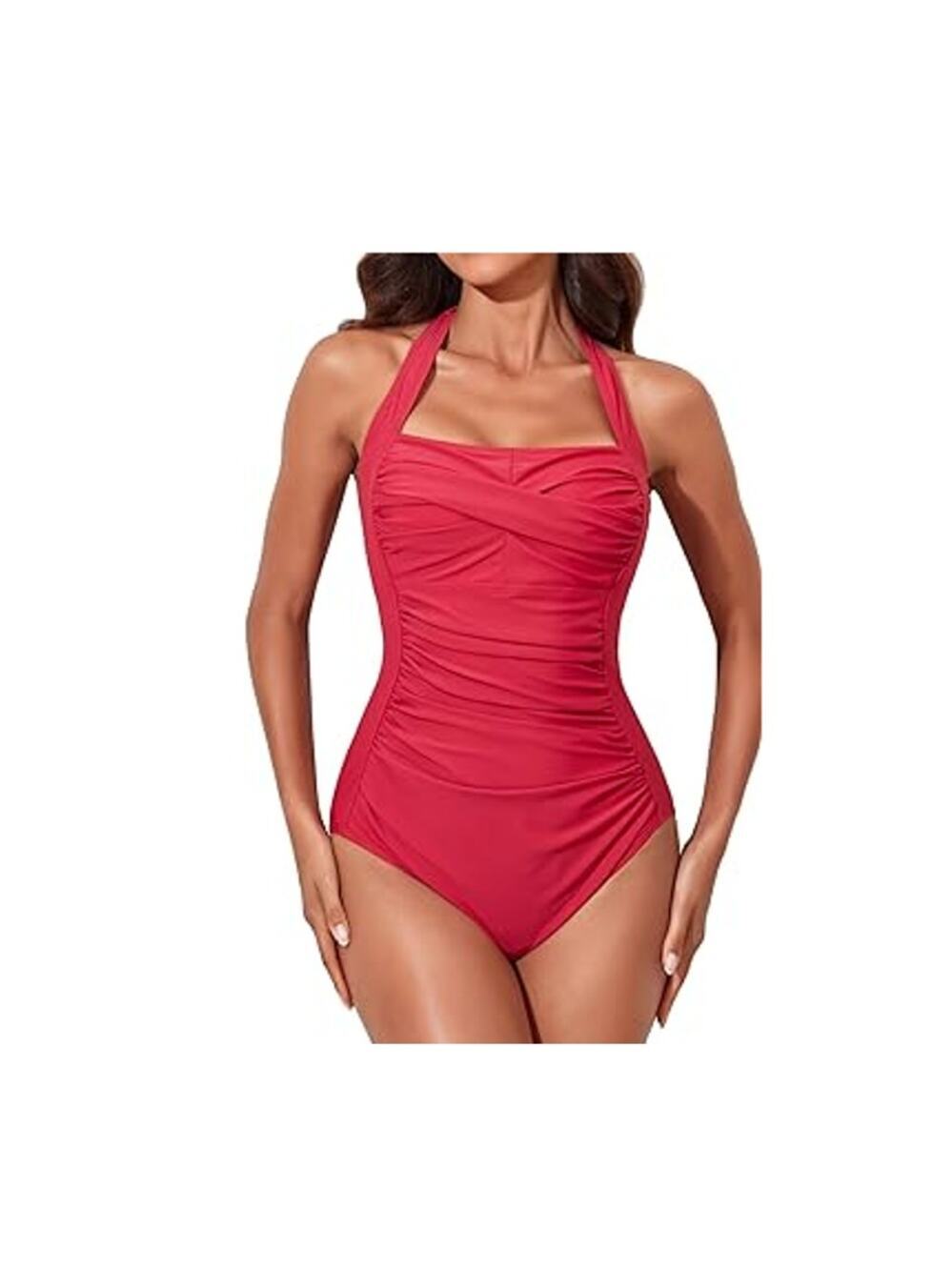 Tummy Control Halter Ruched Push Up Slimming One-Piece Swimsuit NWT Size M
